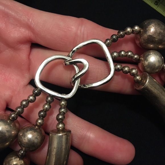 Vintage Layered Silver Tone Beaded Necklace - Picture 3 of 8